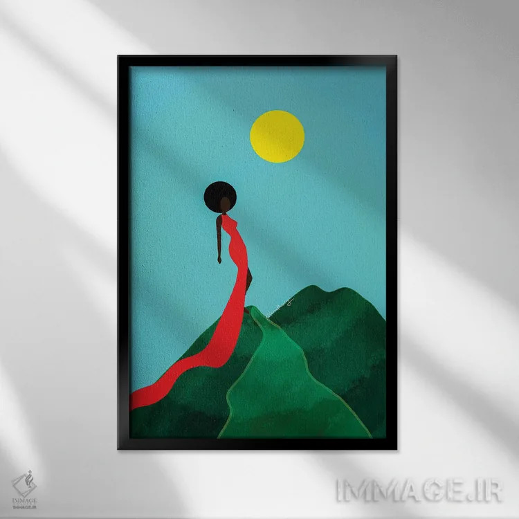 تابلو دکوراتیو دختر کوهستان اثر لرین تیوری - نمای قابدار مشکی