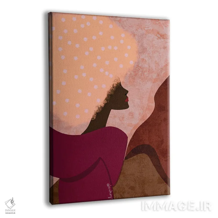 تابلو دکوراتیو دختر سیاه صورتی اثر لرین تیوری - نمای پرسپکتیو محصول