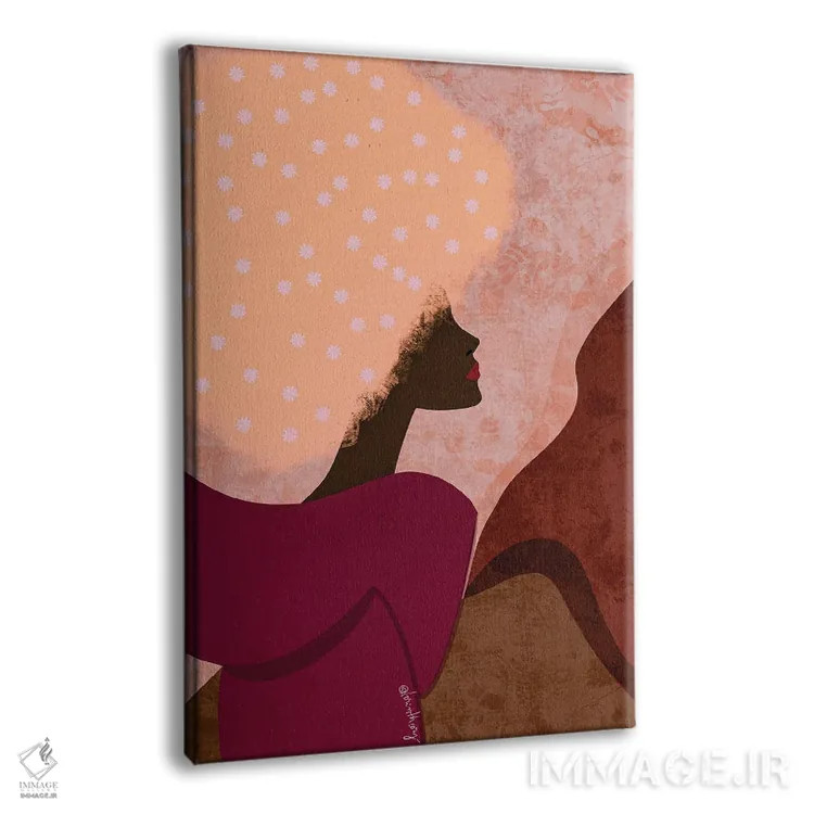 تابلو دکوراتیو دختر سیاه صورتی اثر لرین تیوری - نمای پرسپکتیو محصول