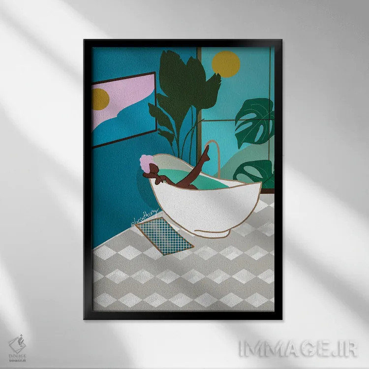 تابلو دکوراتیو مراقبت از خود اثر لرین تیوری - نمای قابدار مشکی