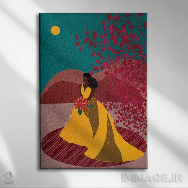 تابلو دکوراتیو زیبا نشسته اثر لرین تیوری - نمای روبهرو روی دیوار