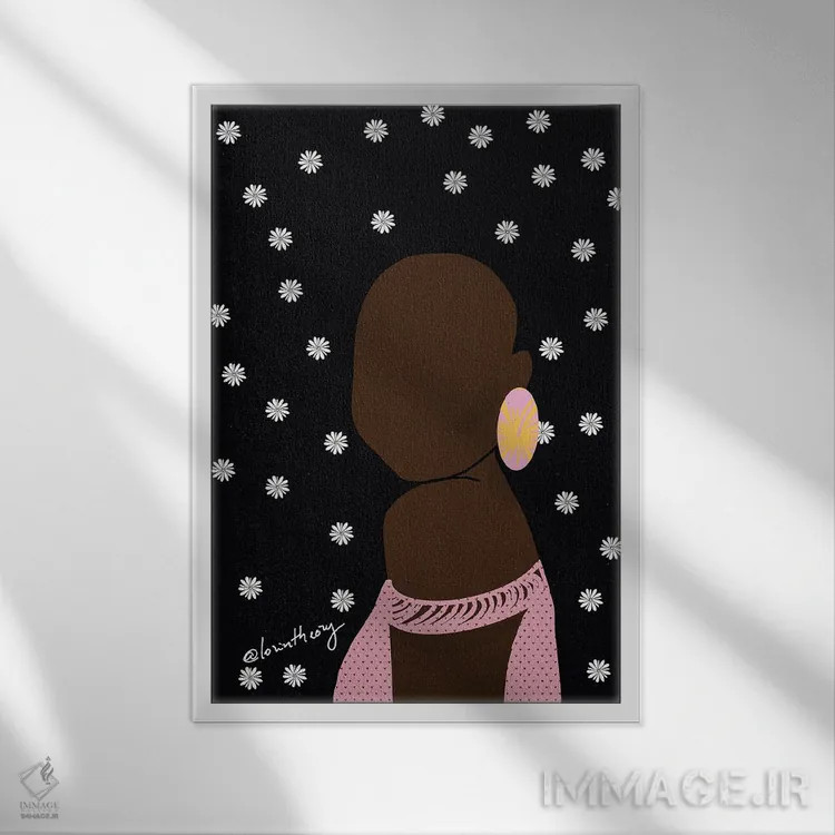 تابلو دکوراتیو خودنگاره اثر لرین تیوری - نمای قابدار سفید