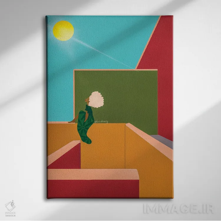 تابلو مینیمال آفتاب گرفتن اثر لرین تیوری - نمای روبهرو روی دیوار