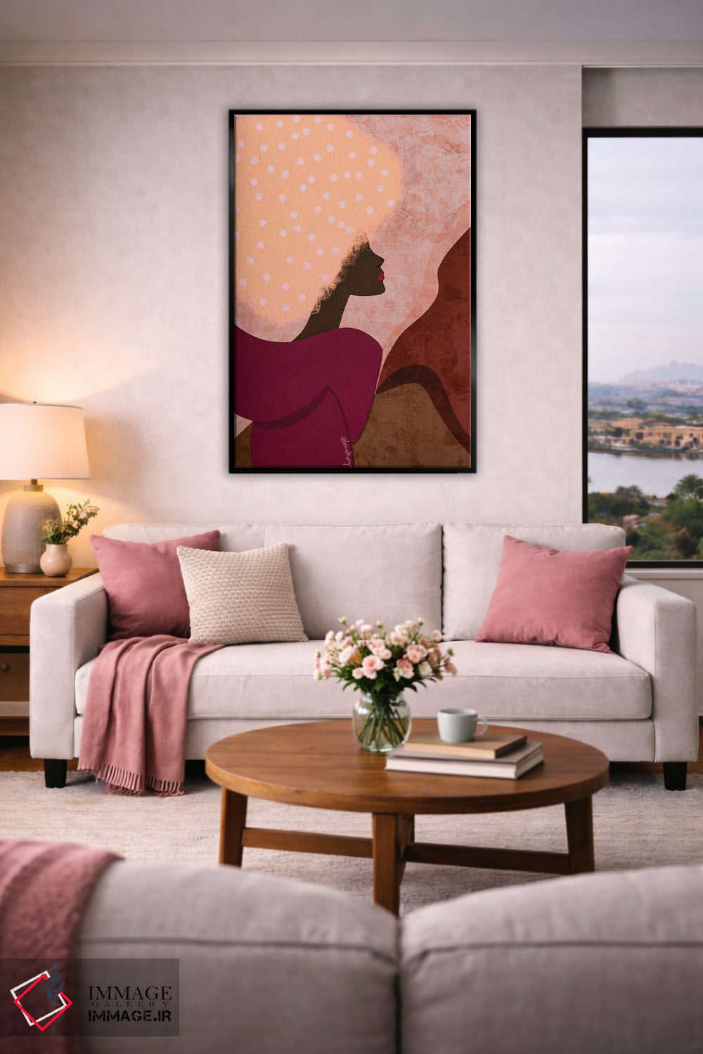 تابلو دکوراتیو دختر سیاه صورتی اثر لرین تیوری - D5B