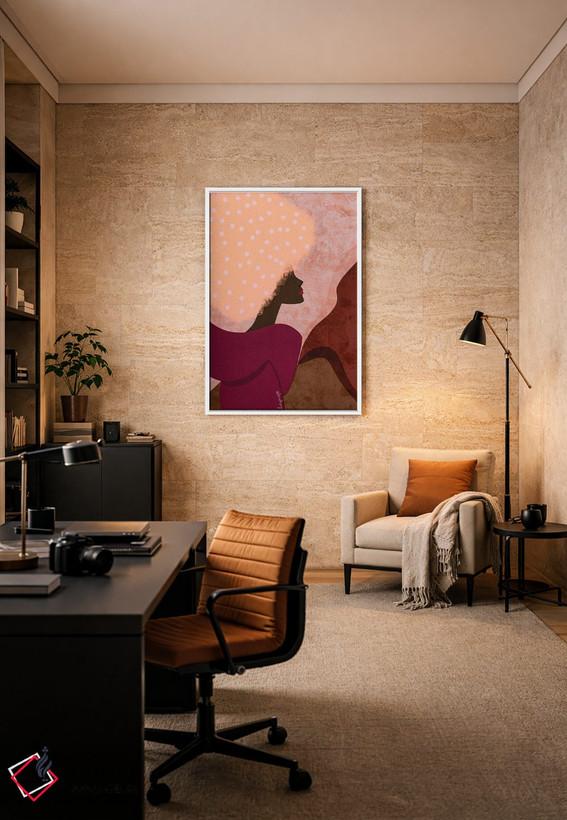 تابلو دکوراتیو دختر سیاه صورتی اثر لرین تیوری - D6W