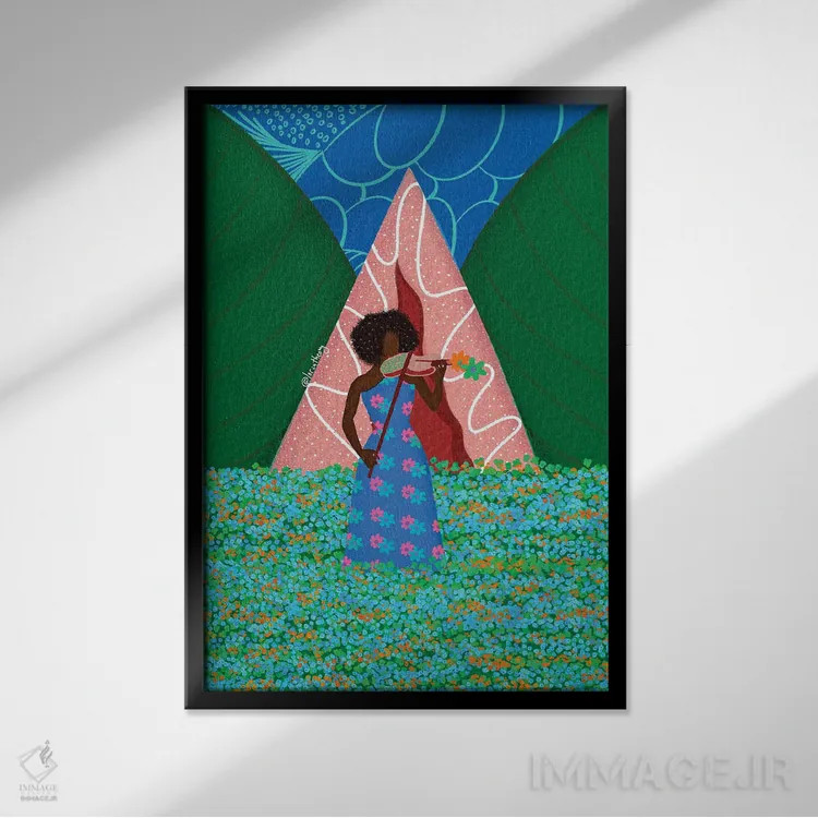 تابلو دکوراتیو ویولونیست اثر لرین تیوری - نمای قابدار مشکی