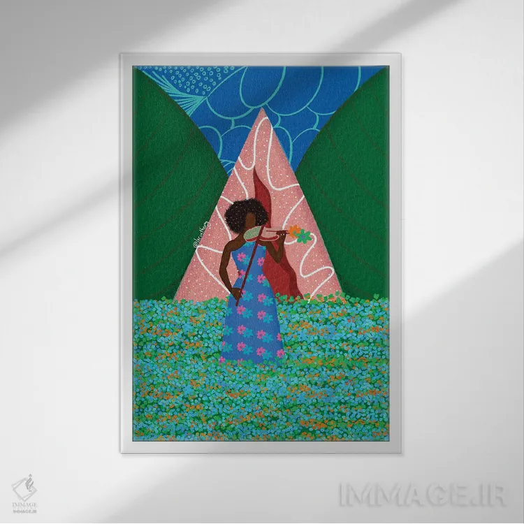 تابلو دکوراتیو ویولونیست اثر لرین تیوری - نمای قابدار سفید