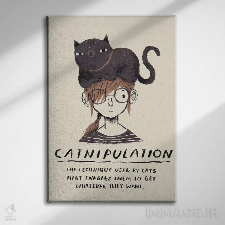 تابلو دکوراتیو بازیگوشی گربه وار اثر لوئیس روسکوش - نمای روبهرو روی دیوار