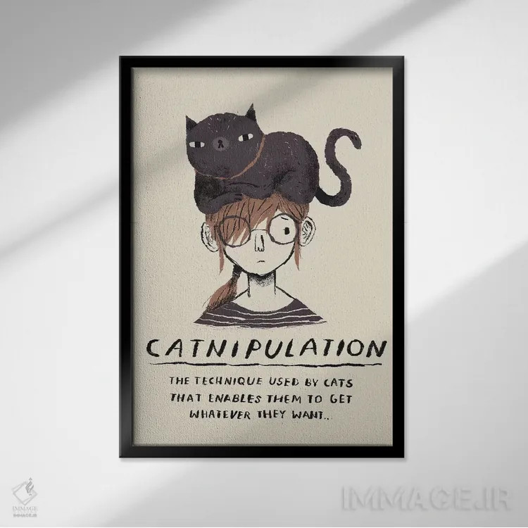 تابلو دکوراتیو بازیگوشی گربه وار اثر لوئیس روسکوش - نمای قابدار مشکی