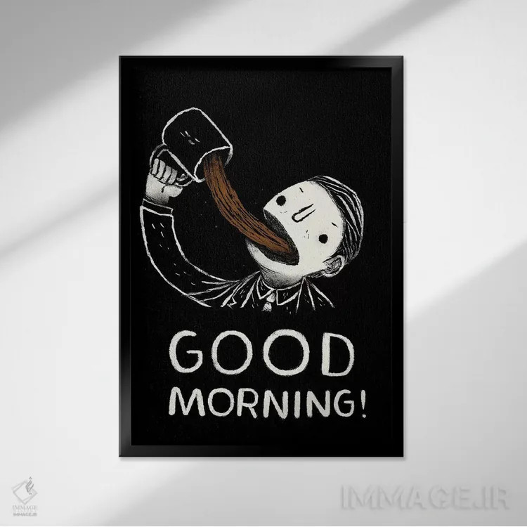 تابلو دکوراتیو صبح بخیر اثر لوئیس روسکوش - نمای قابدار مشکی