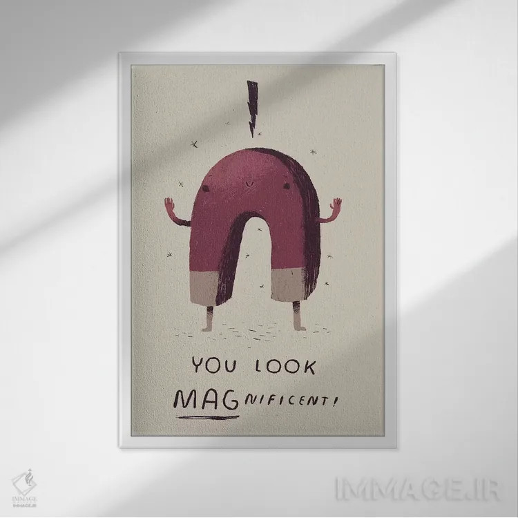 تابلو دکوراتیو مغناطیس وار شگفت انگیز اثر لوئیس روسکوش - نمای قابدار سفید