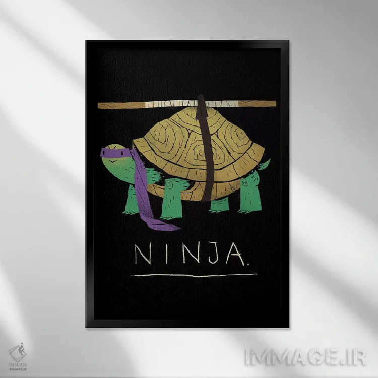 تابلو دکوراتیو نینجای بنفش اثر لوئیس روسکوش - نمای قابدار مشکی