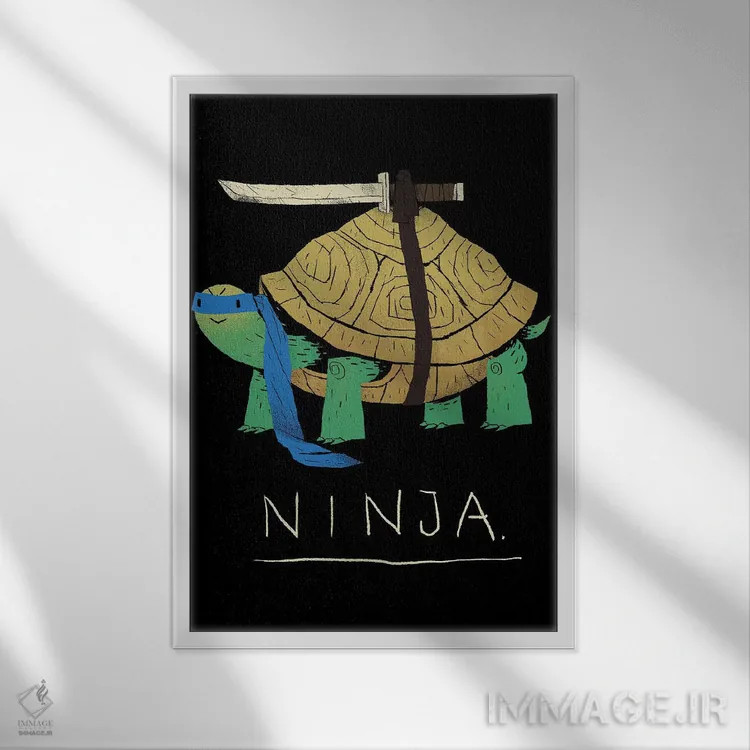 تابلو دکوراتیو نینجای آبی اثر لوئیس روسکوش - نمای قابدار سفید