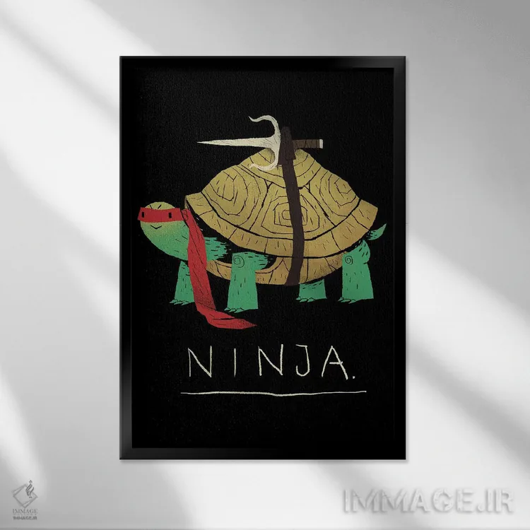 تابلو دکوراتیو نینجای قرمز اثر لوئیس روسکوش - نمای قابدار مشکی