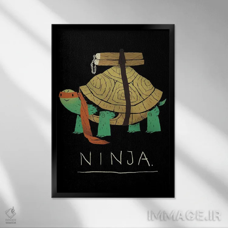 تابلو دکوراتیو نینجای نارنجی اثر لوئیس روسکوش - نمای قابدار مشکی