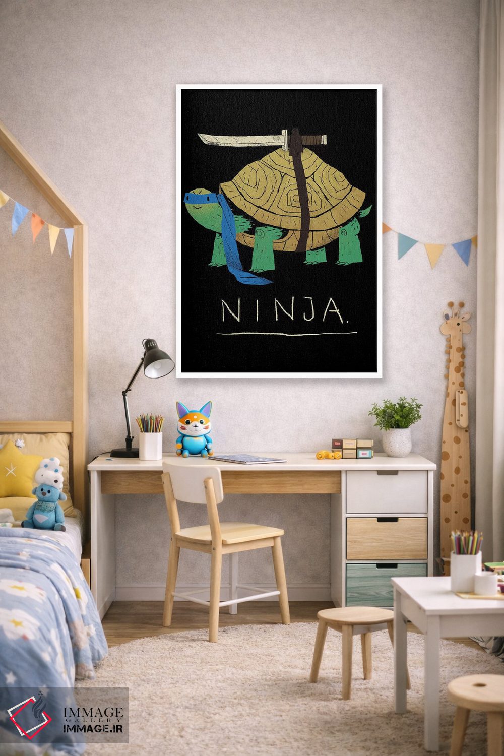 تابلو دکوراتیو نینجای آبی اثر لوئیس روسکوش - D1W