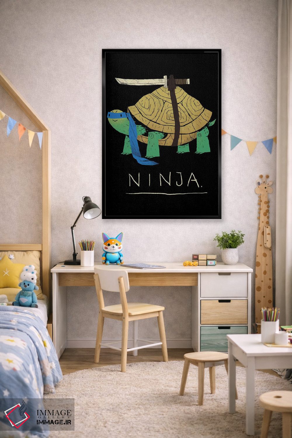 تابلو دکوراتیو نینجای آبی اثر لوئیس روسکوش - D2B