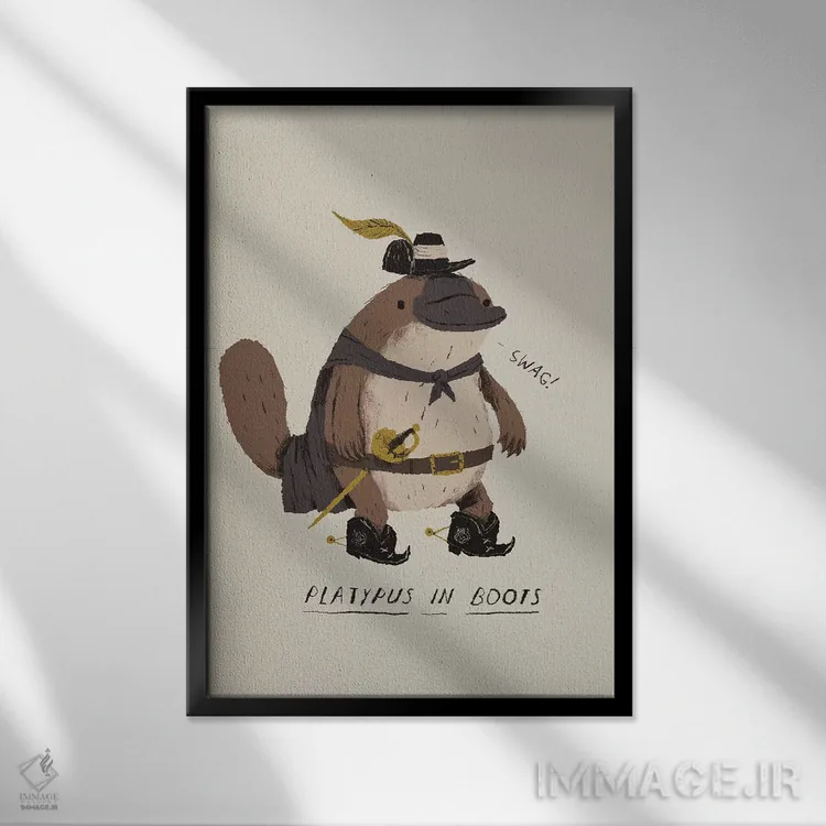 تابلو دکوراتیو پلاتیپوس اثر لوئیس روسکوش - نمای قابدار مشکی