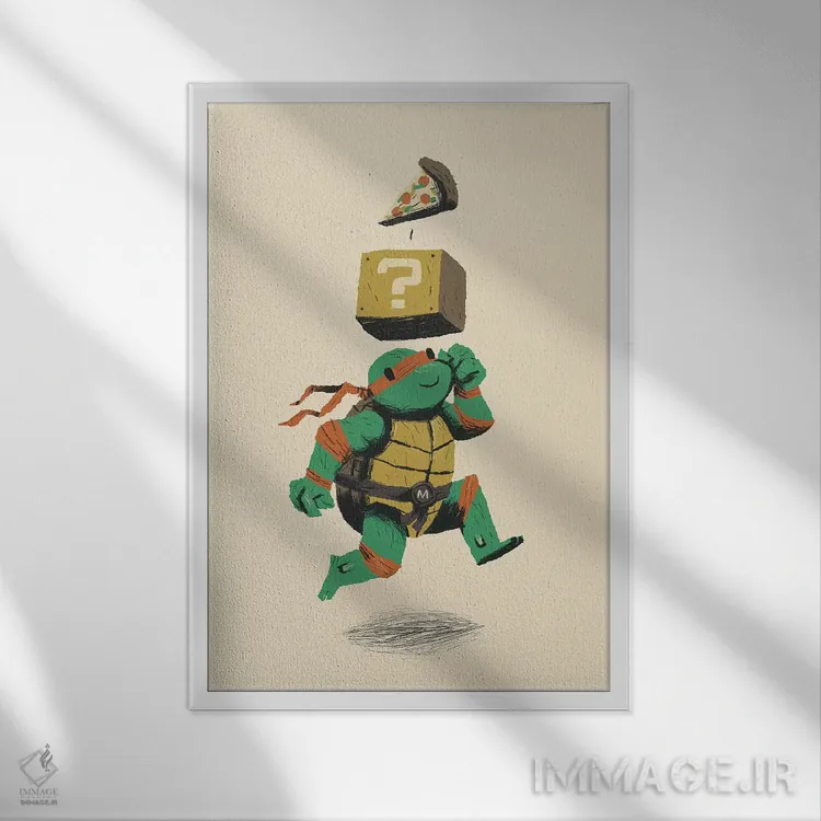 تابلو دکوراتیو قدرت گیری با پیتزا اثر لوئیس روسکوش - نمای قابدار سفید