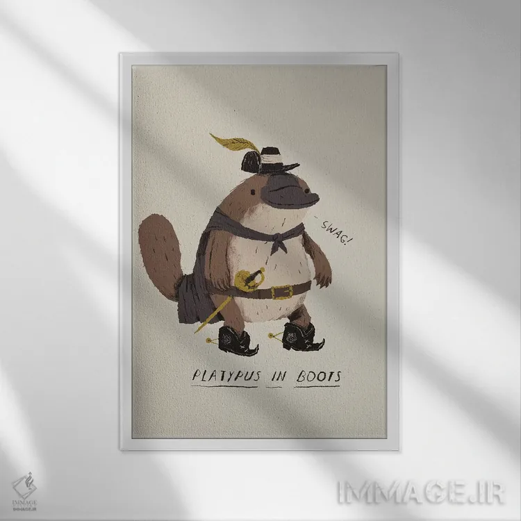 تابلو دکوراتیو پلاتیپوس اثر لوئیس روسکوش - نمای قابدار سفید