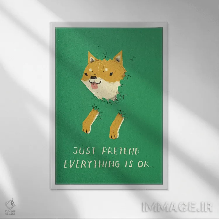 تابلو دکوراتیو سگ بوش اثر لوئیس روسکوش - نمای قابدار سفید