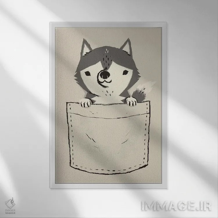 تابلو دکوراتیو هاسکی جیبی اثر لوئیس روسکوش - نمای قابدار سفید