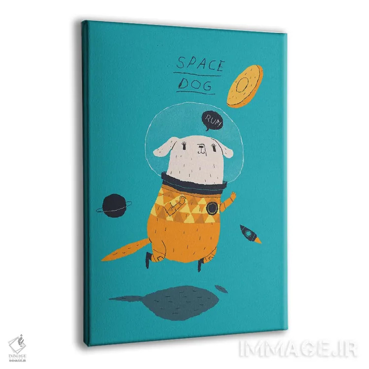 تابلو دکوراتیو سگ فضایی اثر لوئیس روسکوش - نمای پرسپکتیو محصول