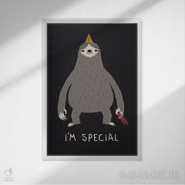 تابلو دکوراتیو تنبل اثر لوئیس روسکوش - نمای قابدار سفید