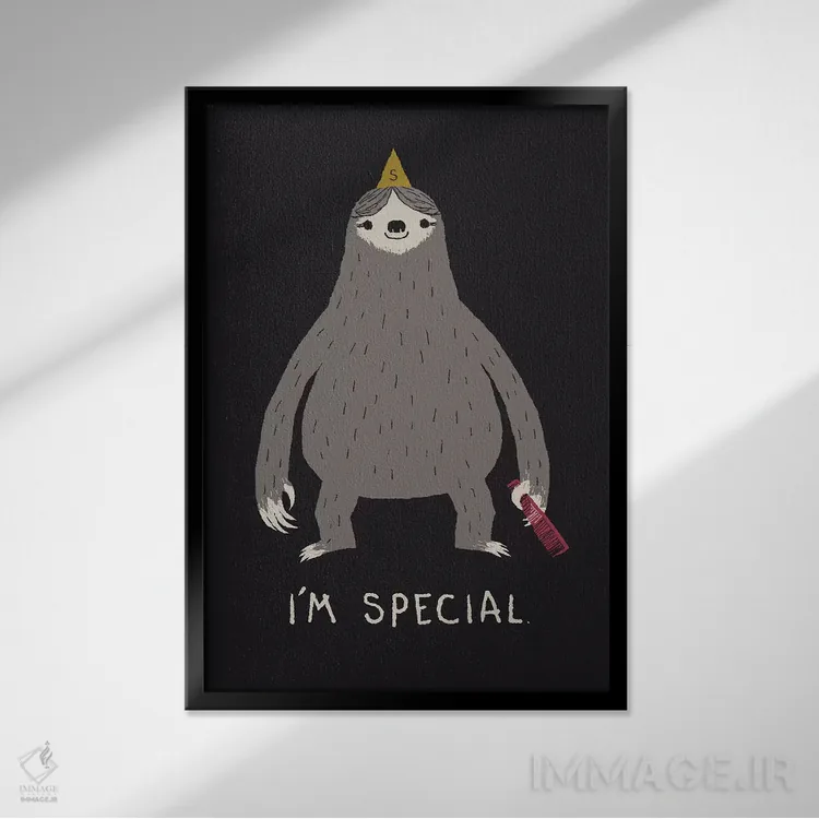 تابلو دکوراتیو تنبل اثر لوئیس روسکوش - نمای قابدار مشکی