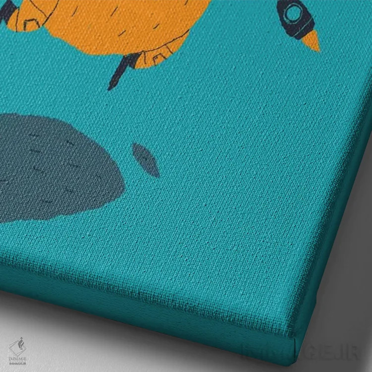 تابلو دکوراتیو سگ فضایی اثر لوئیس روسکوش - نمای نزدیک بافت بوم