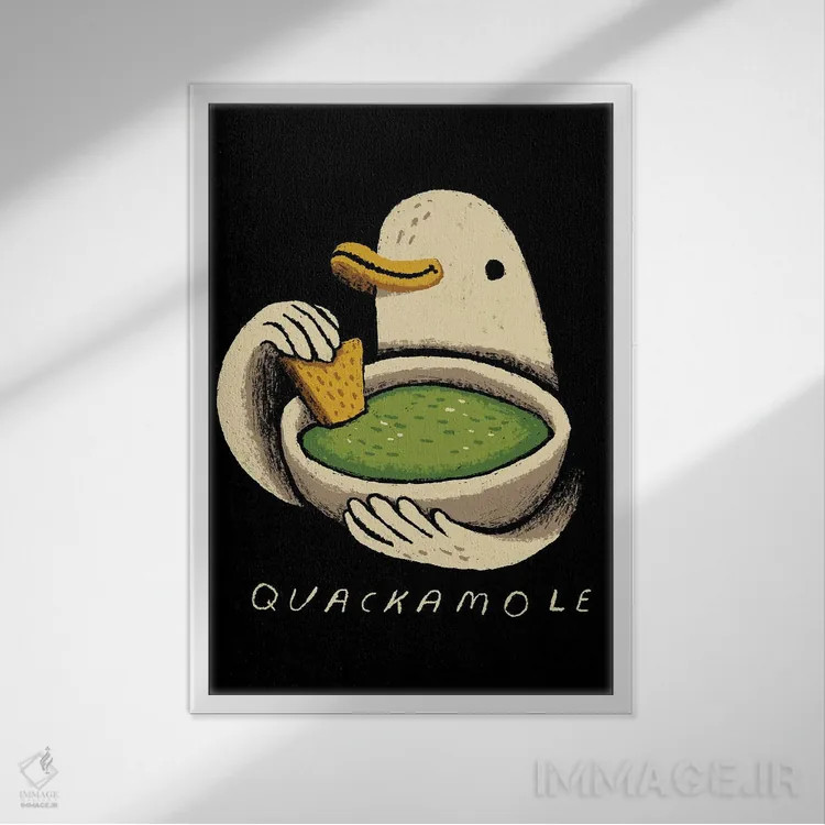 تابلو دکوراتیو آواکادو اردکی اثر لوئیس روسکوش - نمای قابدار سفید