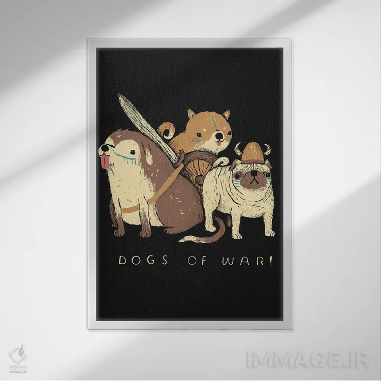 تابلو دکوراتیو سگ های جنگ اثر لوئیس روسکوش - نمای قابدار سفید