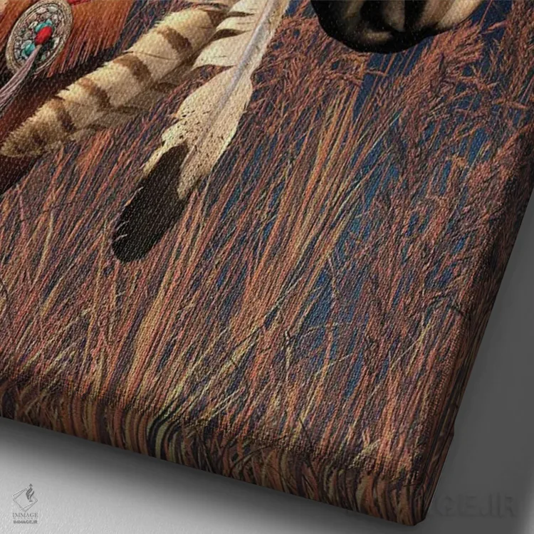 تابلو دکوراتیو اسب جنگی اثر لوری پرایندل - نمای نزدیک بافت بوم