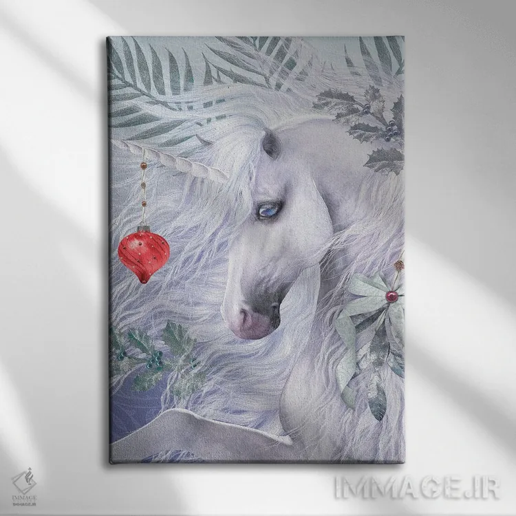 تابلو دکوراتیو تک شاخ کریسمسی اثر لوری پرایندل - نمای روبهرو روی دیوار