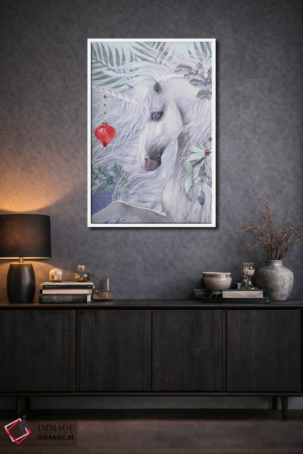 تابلو دکوراتیو تک شاخ کریسمسی اثر لوری پرایندل - D1W