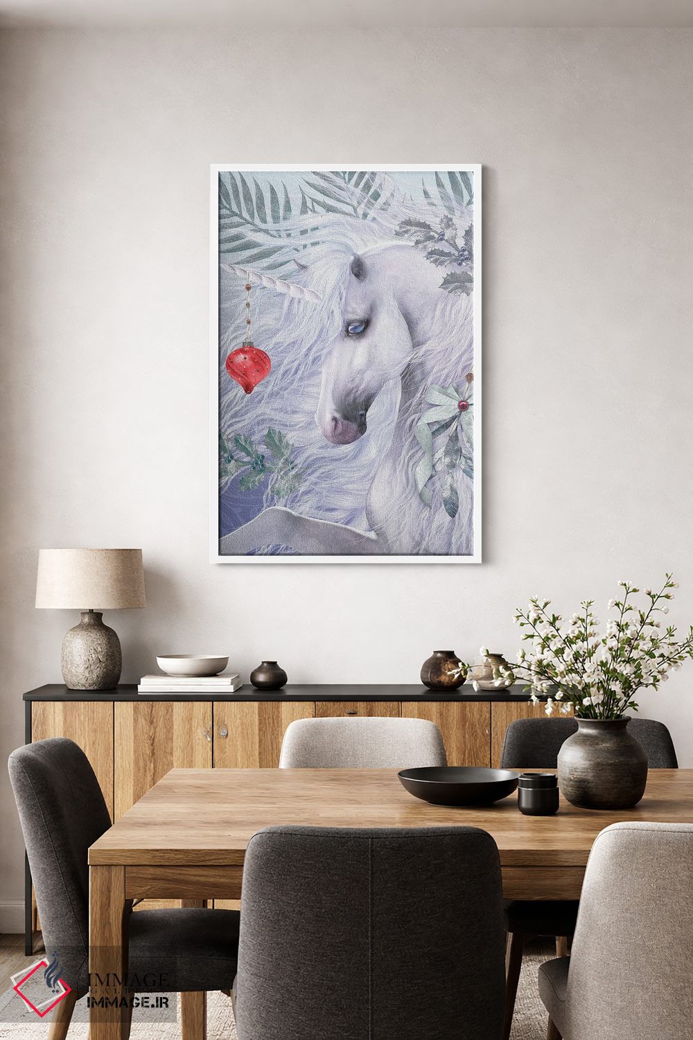 تابلو دکوراتیو تک شاخ کریسمسی اثر لوری پرایندل - D4W