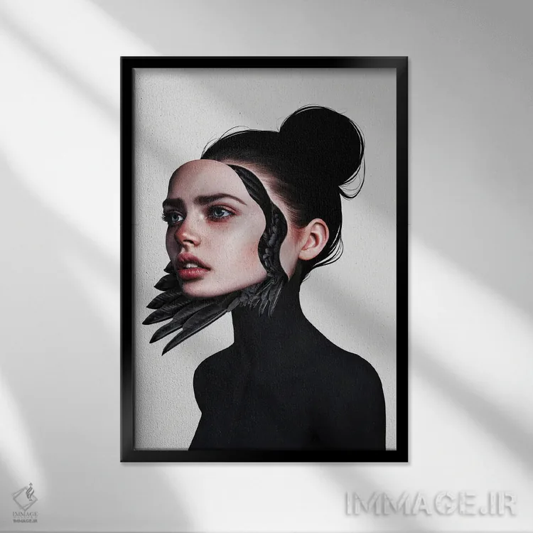 تابلو دکوراتیو پشت نقاب اثر لورا اچ. روبین - نمای قابدار مشکی