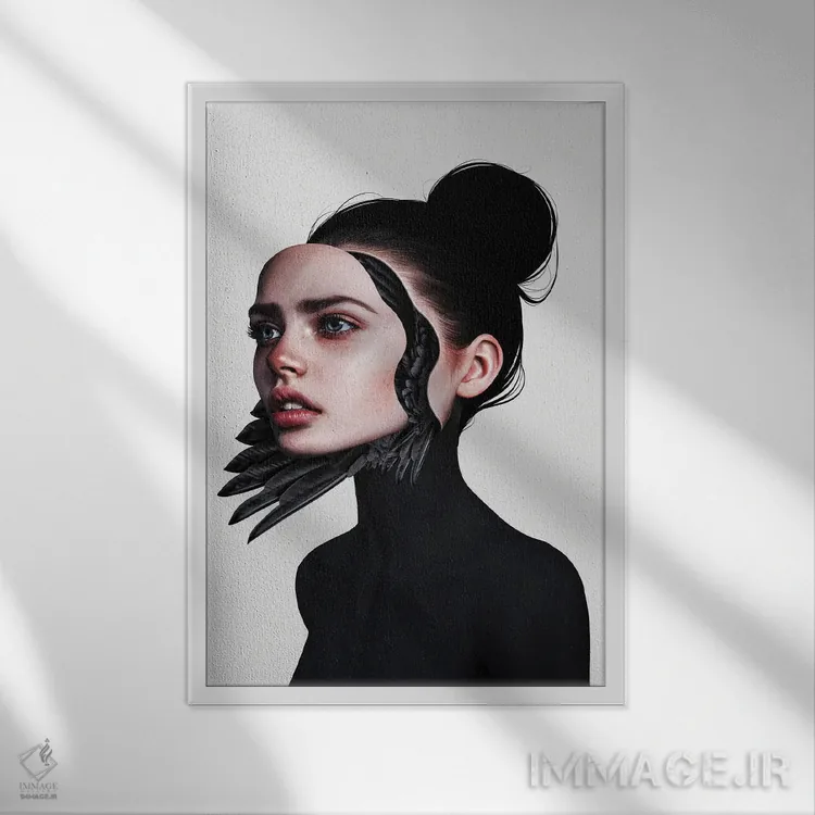 تابلو دکوراتیو پشت نقاب اثر لورا اچ. روبین - نمای قابدار سفید