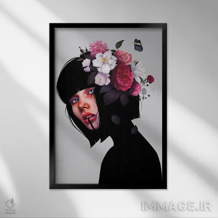 تابلو دکوراتیو فلور اثر لورا اچ. روبین - نمای قابدار مشکی