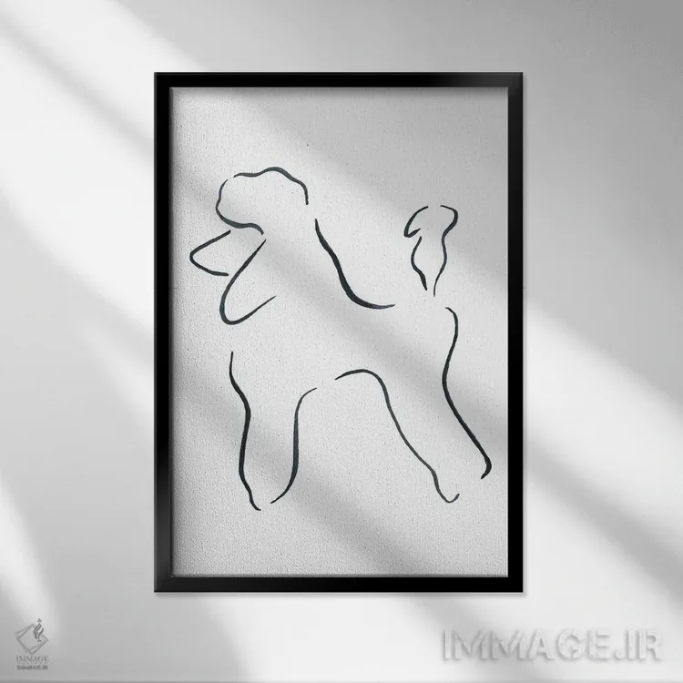تابلو مینیمال پودل اثر لزلی بیشاپ - نمای قابدار مشکی