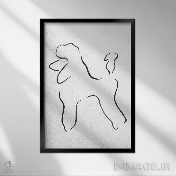 تابلو مینیمال پودل اثر لزلی بیشاپ - نمای قابدار مشکی