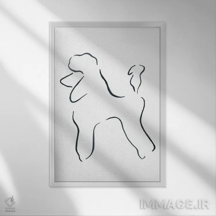 تابلو مینیمال پودل اثر لزلی بیشاپ - نمای قابدار سفید