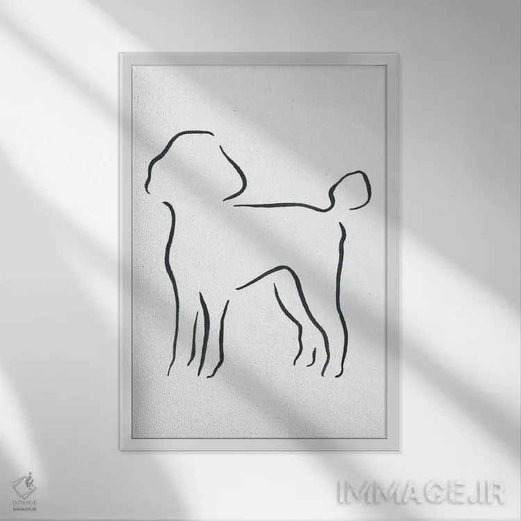 تابلو مینیمال پودل اثر لزلی بیشاپ - نمای قابدار سفید