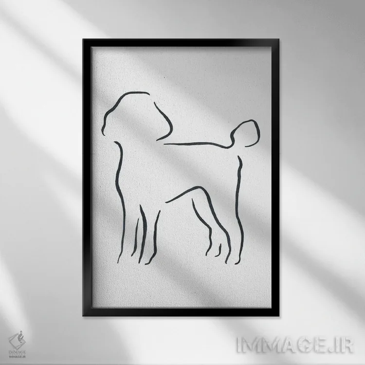 تابلو مینیمال پودل اثر لزلی بیشاپ - نمای قابدار مشکی