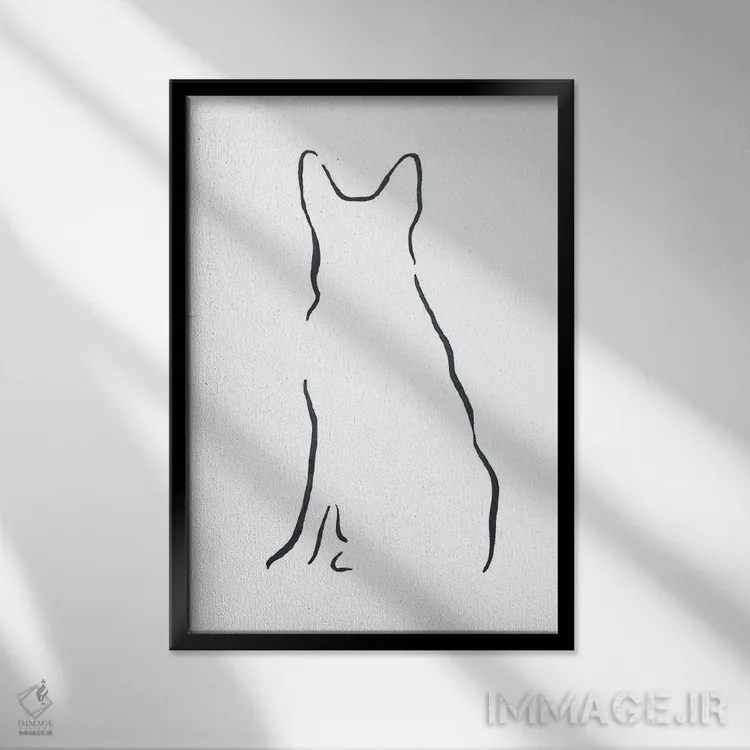 تابلو مینیمال ژرمن شپرد نشسته اثر لزلی بیشاپ - نمای قابدار مشکی