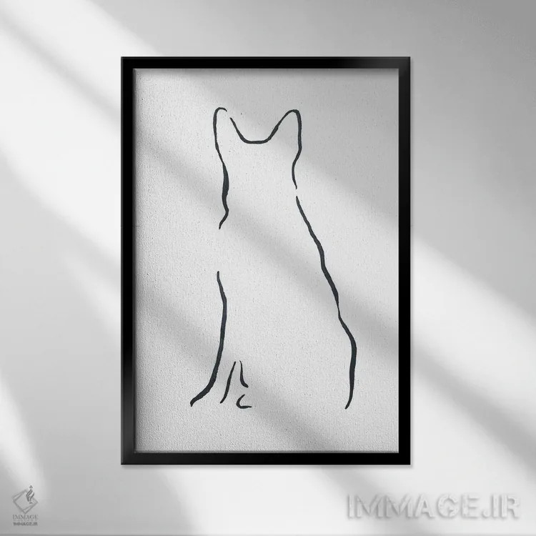 تابلو مینیمال ژرمن شپرد نشسته اثر لزلی بیشاپ - نمای قابدار مشکی