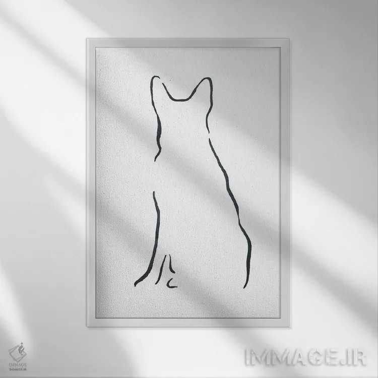 تابلو مینیمال ژرمن شپرد نشسته اثر لزلی بیشاپ - نمای قابدار سفید