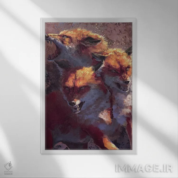 تابلو دکوراتیو روباه سه سر اثر لوییز گلبی - نمای قابدار سفید