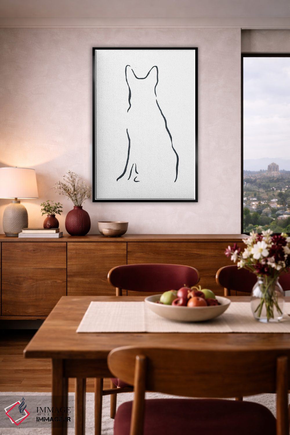 تابلو مینیمال ژرمن شپرد نشسته اثر لزلی بیشاپ - D4B