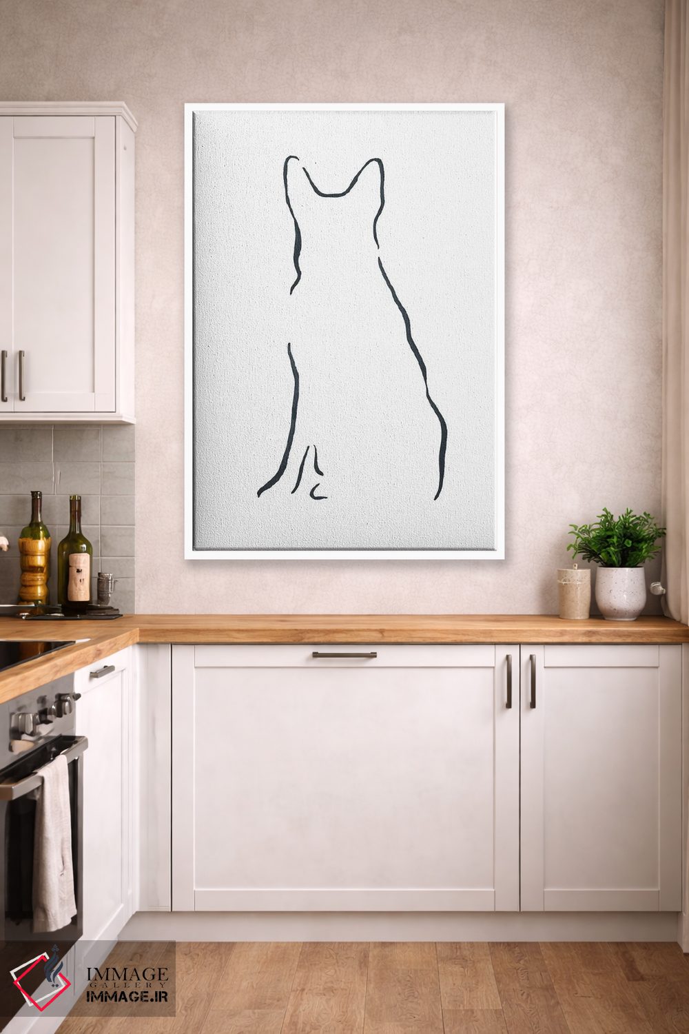 تابلو مینیمال ژرمن شپرد نشسته اثر لزلی بیشاپ - D3W